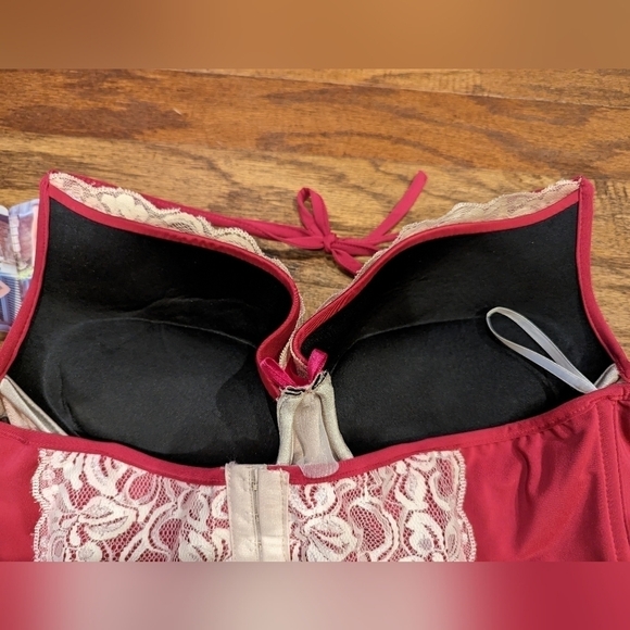 COQUETTE Plus Size Raspberry Lace floral Corset bustier, size 1x/2x - Picture 15 of 16